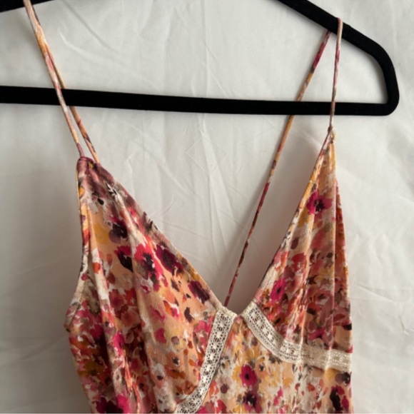 Favorite Daughter The Blackberry Pink Orange Floral Plunge Neckline Dress XL NEW - Picture 7 of 15